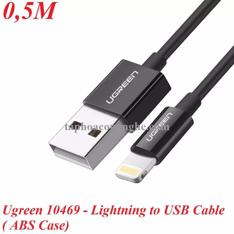 Ugreen 10469 0.5M màu Đen ABS Cáp Lightning sạc + truyền dữ liệu cho iPhone US155 30010469